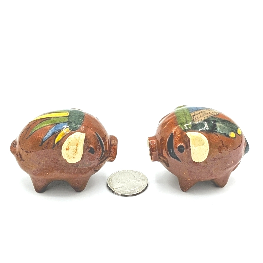 Mexican Pottery Pigs S & P Hand Made/Painted